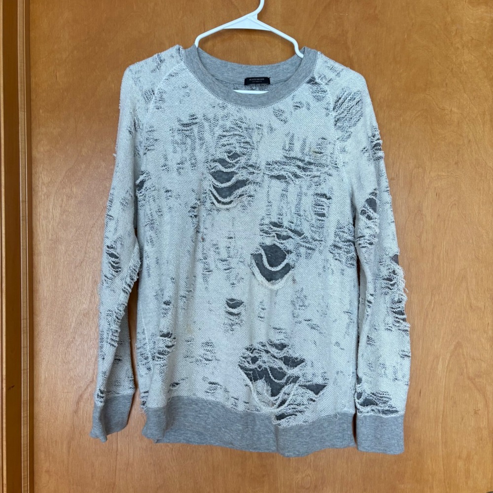 Black Orchid Sweatshirt Womens Large Grey Distressed Burnout Crew Neck B0017FTB